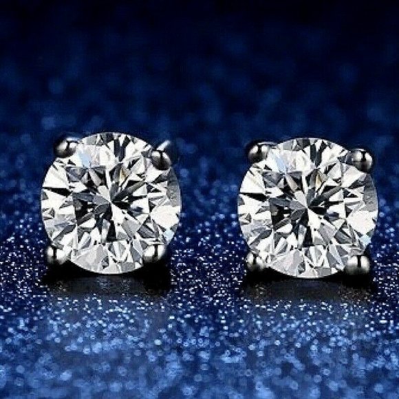 4 Carat Brilliant Round Cut Diamond Stud Earrings New - Picture 6 of 6